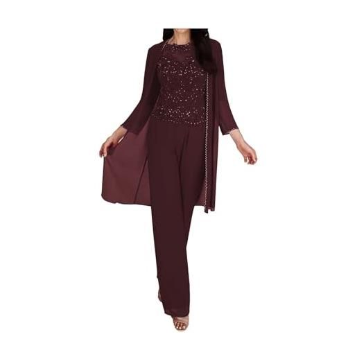 Leader of the Beauty abiti da sposa per la madre della sposa e dello sposo, tailleur da sera, set da 3 pezzi, outfit da festa, taglia grande, da donna, grigio, 38