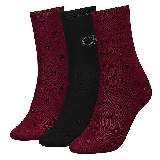 Calvin Klein clssc sock, calzini, donna, rosso (burgundy combo), taglia unica