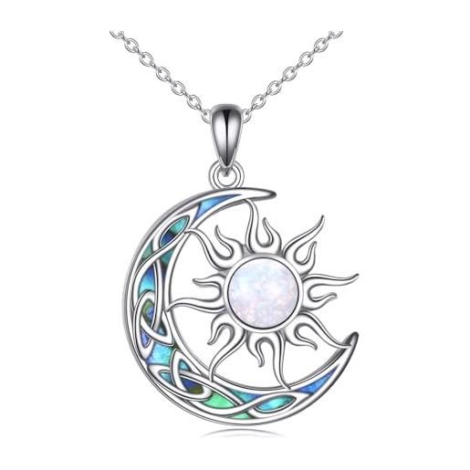 Collana Sole E Luna In Argento Sterling 925 – Gioiello Artigianale Con Catena – Regalo Perfetto
