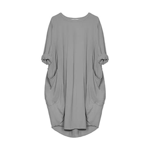 Qiribati delle donne plus size abito a maniche lunghe midi abito abito gli abiti casual con tasche
