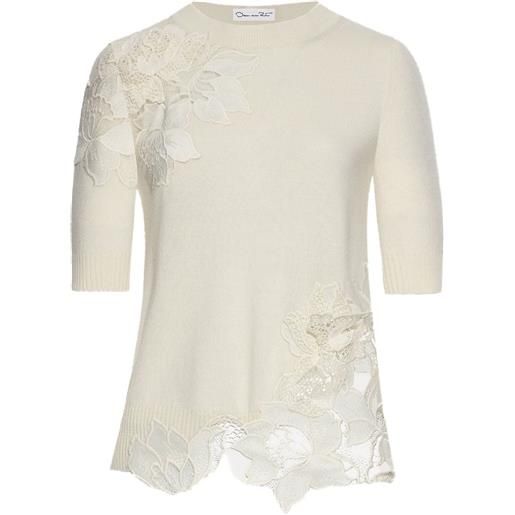 Oscar de la Renta top a maniche corte - bianco