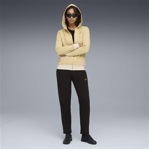 PUMA tuta con cappuccio metallizzata da donna, abbigliamento, nero, s