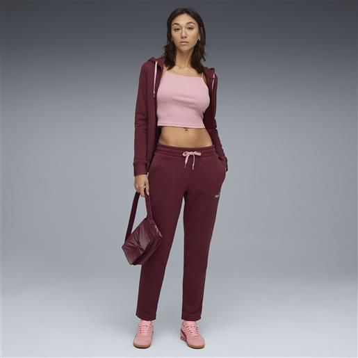 PUMA tuta con cappuccio metallizzata da donna, abbigliamento, rosso, s