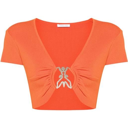 Patrizia Pepe top corto con placca logo - arancione