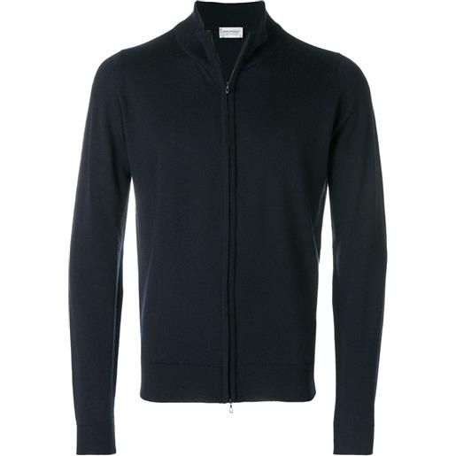John Smedley cardigan collo alto con zip - blu