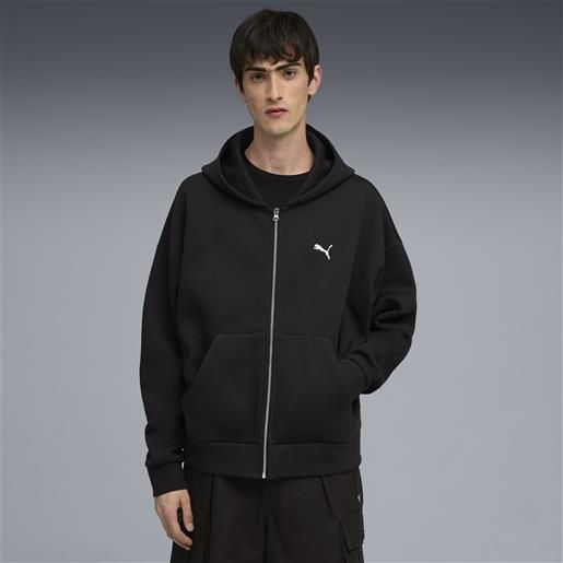 PUMA felpa con cappuccio e zip wardrobe essentials da uomo, accessori, nero, s