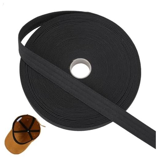 BENECREAT fodera antisudore per cappello da golf 15m con quattro linee di rientranza, nastro interno per cappello nero per accessori artigianali da cucito cappello da tennis da baseball, 31x2.2mm