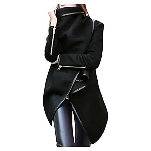 Fannyfuny cappottini giacca a vento in lana calda a maniche lunghe con cerniera lampo irregolare per cappotto da donna piumino invernale