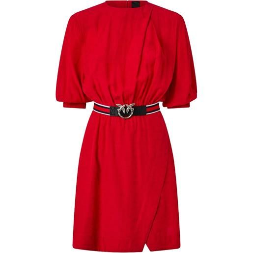 PINKO abito con maniche a palloncino e cintura - rosso