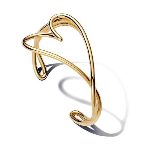 PANDORA essence 563808c00-3 - bracciale a forma di cuore organico, in lega di metallo dorato, 21 cm, 21 cm, argento sterling, nessuna pietra preziosa
