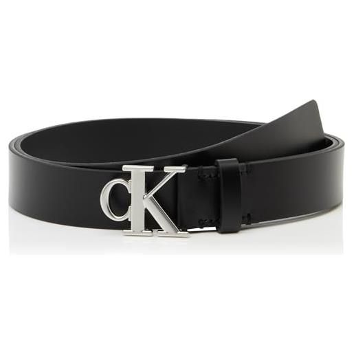Calvin Klein donna cintura monogram plaque buckle 3,0 cm cintura in pelle, nero (black), 80 cm