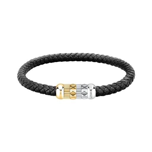 Morellato moody bracciale uomo in acciaio, pvd oro, pelle naturale - sqh52