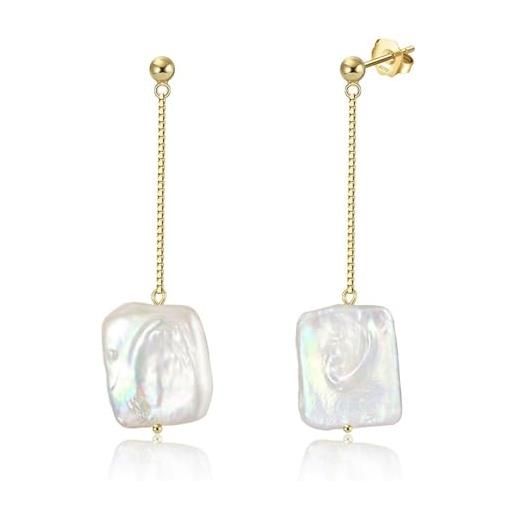 ORAZIO Ciondolano Orecchini a Cerchio di Perle per Donne Argento 925 Orecchini Creoli con Barocco Perla D'acqua Dolce Orecchini Rosegold Belle Pendenti