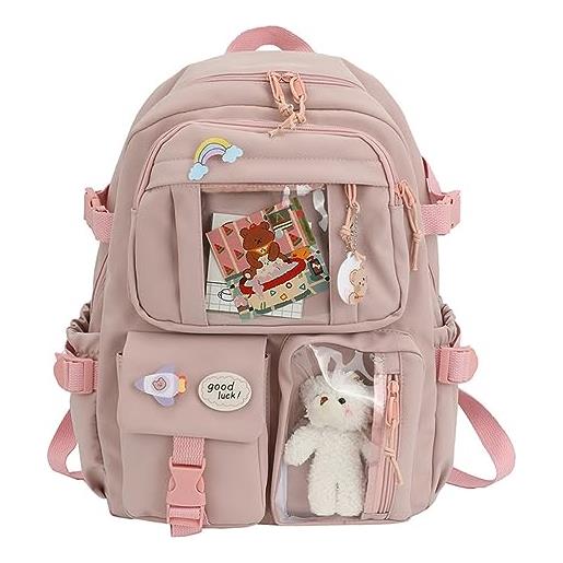 CaCaCook zaino kawaii, zaino di grande capacità, zaino per accessori per orsi carini per la scuola borsa da scuola multitasche per ragazze adolescenti (c)