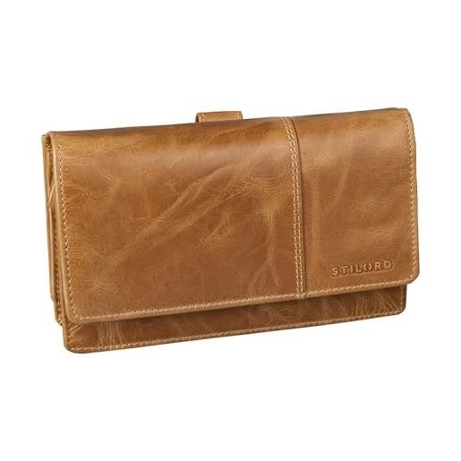 ROYALZ Vintage Portafoglio vera Pelle Donna Porta Carte Credito 20 Scomparti Portamoneta Grande Capiente Bloccaggio Protezione RFID Etui Lungo, Colore:Azorra Marrone