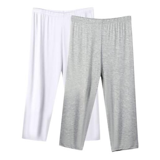 VPQILH 2 pack pantaloni capri donna estivi vendita, 3/4 pantalone pigiama donna sportivi pantaloni con elastico vita pinocchietto moderni e comodi pants jogging yoga pinocchietti per casa casual