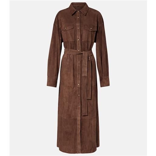 Brunello Cucinelli abito chemisier in suede con monili