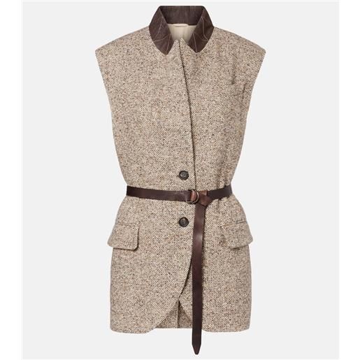 Brunello Cucinelli gilet in misto lana e seta con cintura