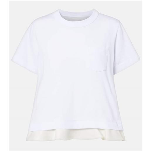 Sacai t-shirt in twill e cotone