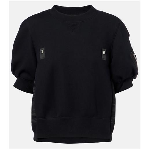 Sacai top in twill e jersey