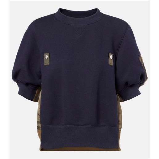 Sacai top in twill e jersey