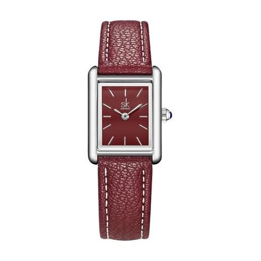 Orologio con quadrante quadrato in pelle verde Taport per gli