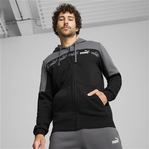 PUMA felpa con cappuccio e zip integrale around the block da uomo, abbigliamento, grigio, l