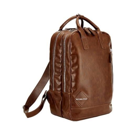 VICTORIA HYDE zaino da donna in pelle pu, grande zaino da uomo, borsa a tracolla, alla moda, per viaggi, lavoro, scuola, marrone