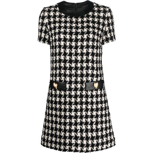 Moschino abito corto con motivo pied-de-poule - nero