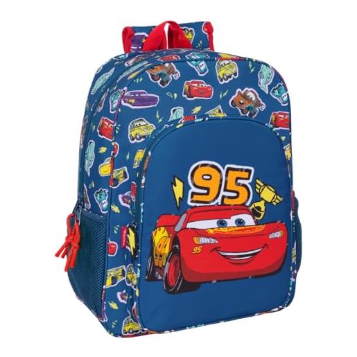 Safta cars racing - zaino scuola bambino, zaino bambino, zaino per bambini, adattabile al carrello, ideale per bambini in età scolastica, comodo e versatile, qualità e resistenza, 33 x 14 x 42 cm, blu