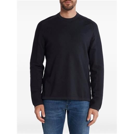 BOSS felpa con logo e maniche raglan - blu