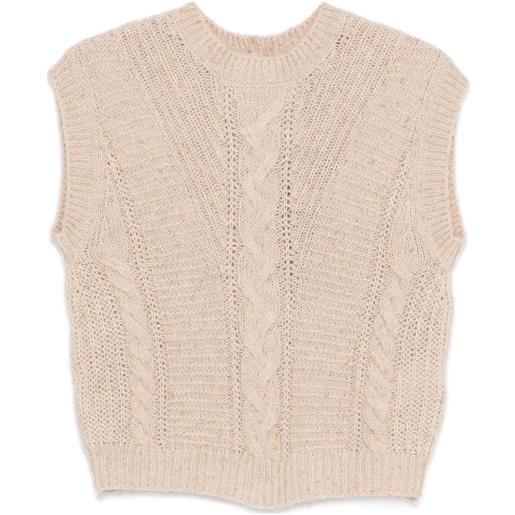 Max Mara top smanicato con maglia intrecciata - toni neutri