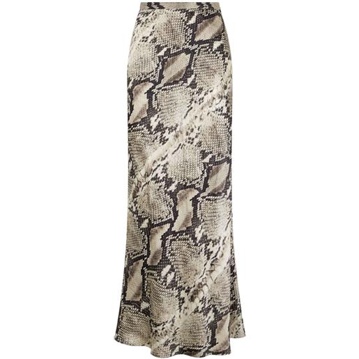 Roberto Cavalli gonna in seta con stampa in pelle di serpente - toni neutri