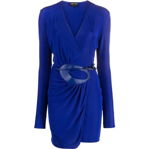 TOM FORD abito corto con ruches - blu