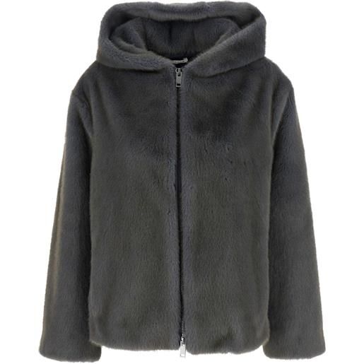P.A.R.O.S.H. giacca con cappuccio in pelliccia sintetica - grigio