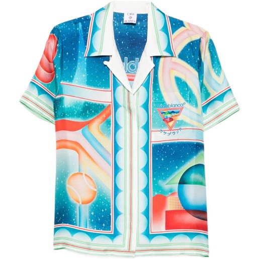 Casablanca camicia in seta con stampa - blu