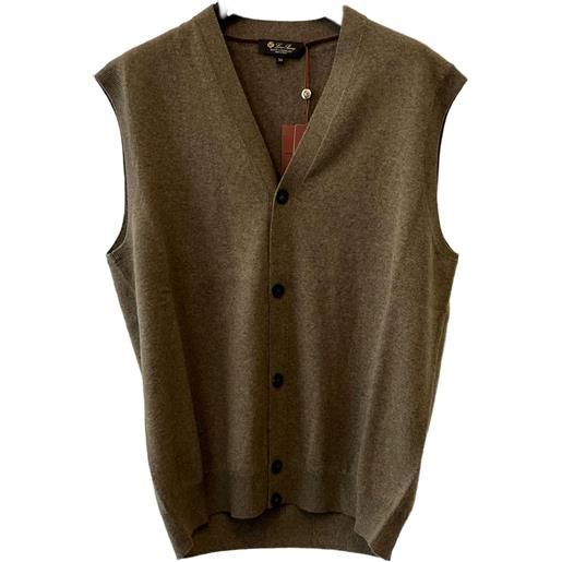 Loro Piana canotta con scollo a v e bottoni - marrone