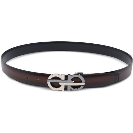 Ferragamo cintura con fibbia gancini - marrone