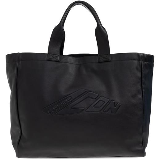 DSQUARED2 borsa tote icon con logo goffrato - nero