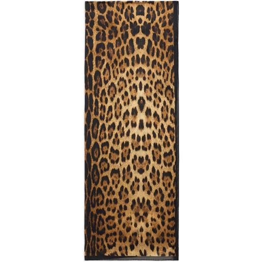 Roberto Cavalli foulard in seta con stampa jaguar - giallo