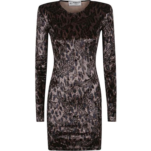 Fiorucci abito leopardato in velluto - marrone