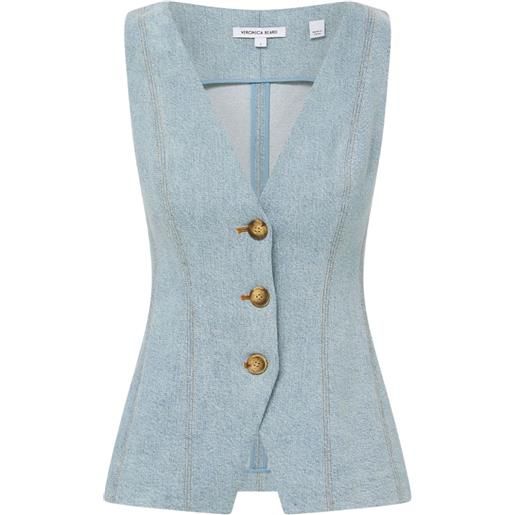 Veronica Beard gilet denim con bottoni - blu