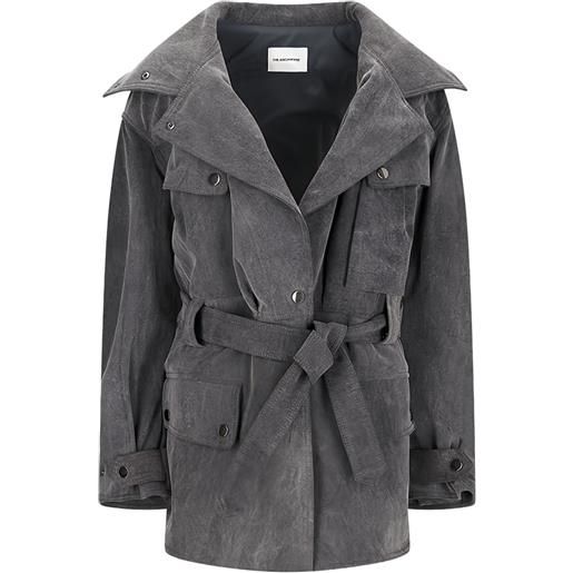 THE ANDAMANE giacca con cintura e tasche cargo - grigio