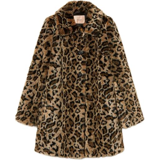 TWINSET pelliccia sintetica con stampa leopardata - marrone