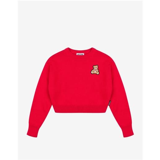 Moschino - pullover crop in misto cotone e lana - rosso