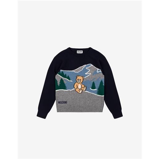 Moschino - pullover in misto lana jacquard - blu