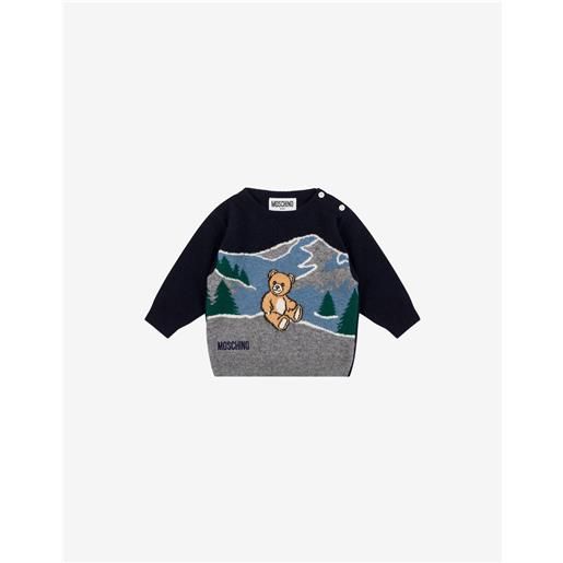 Moschino - pullover in misto lana jacquard - blu