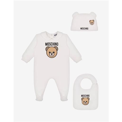 Moschino - set tutina, cappello e bavaglino in felpa di cotone Moschino teddy bear - bianco