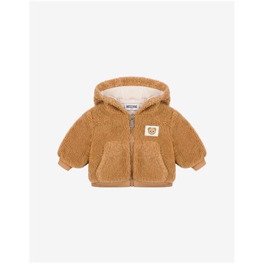 Moschino - giacca con cappuccio in tessuto soft - marrone