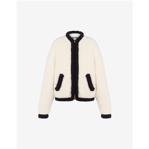 Moschino - giacca corta in lambswool superfine - bianco
